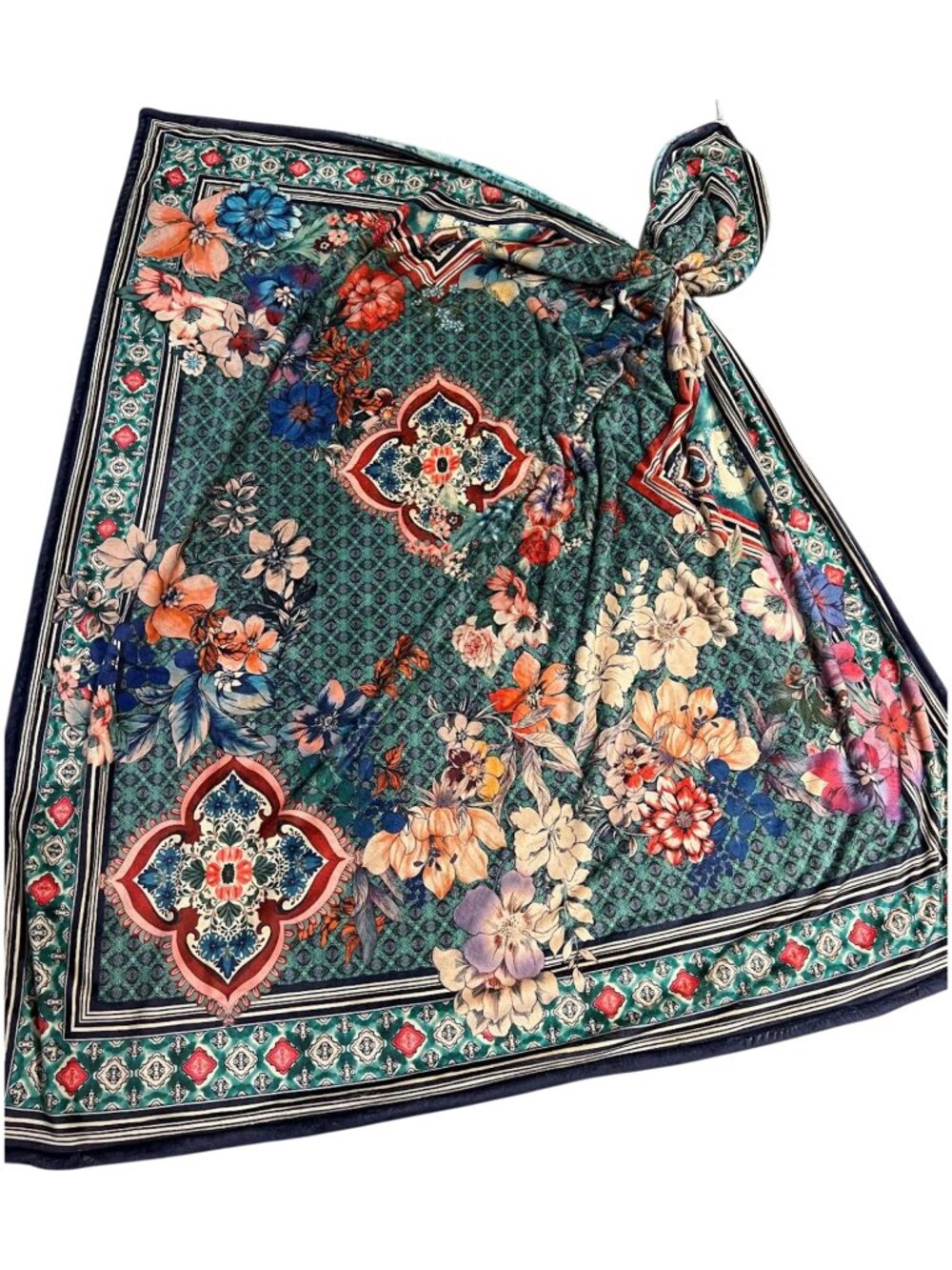 Johnny Was Laurel Canyon Lorette Cozy Blanket Reversible Floral Green Lounge NEW
